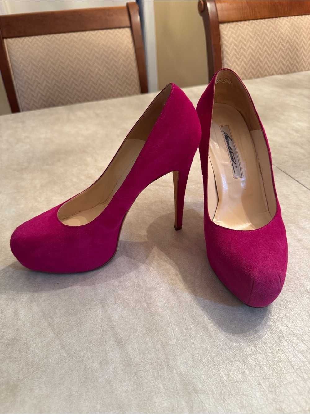 Fuchsia Suede Platform Pumps